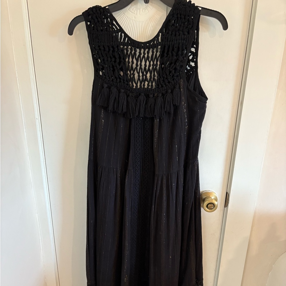 Maeve Black Crochet Maxi Dress